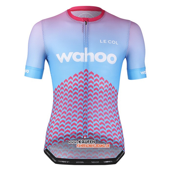 Le Col Kurzarmtrikot 2020 und Kurze Tragerhose Azurblau Rosa